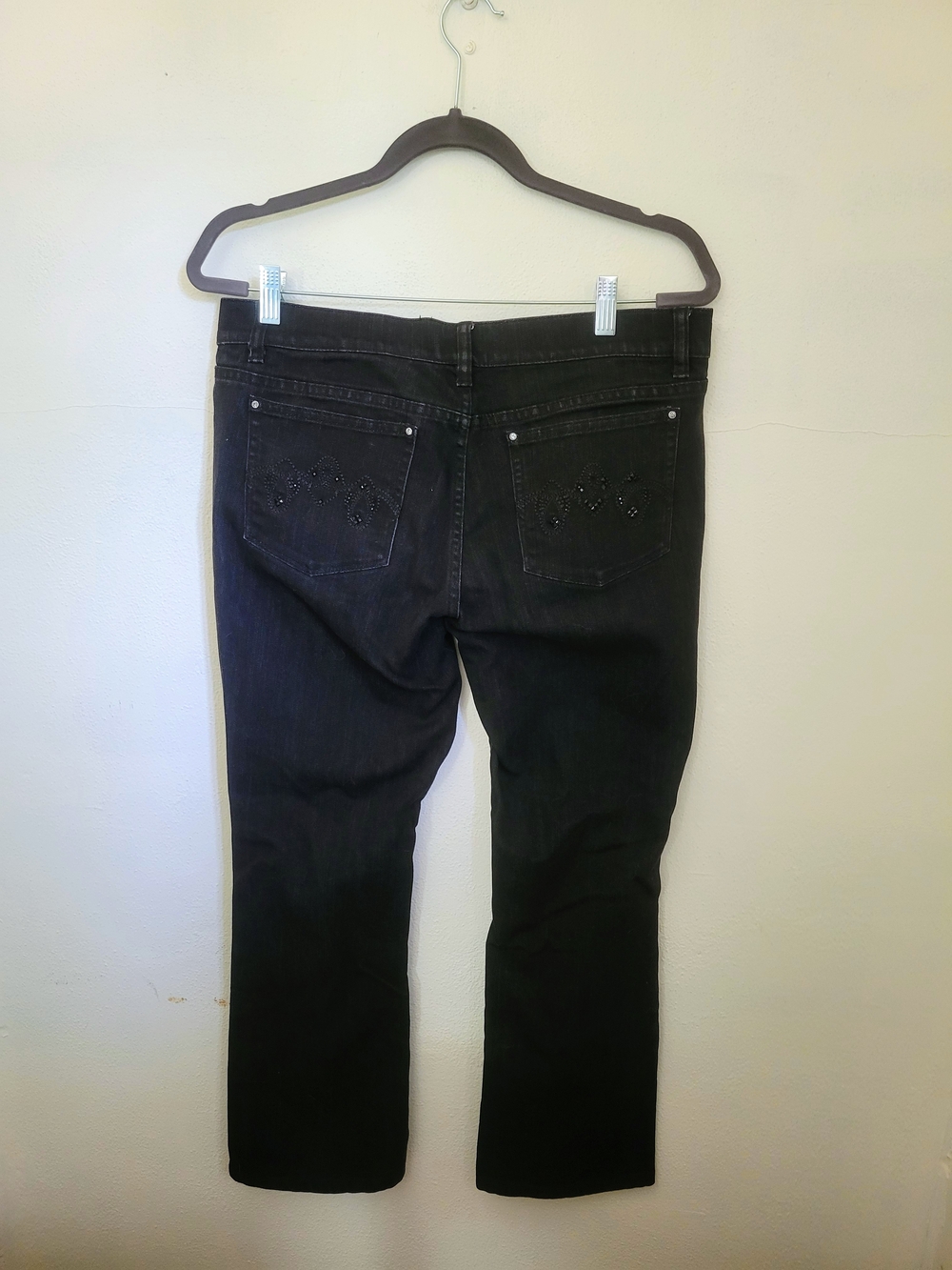 White House Black Market Black "Sleek Boot" Jeans with Studded Detail